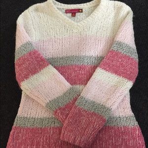 Pink, cream, and gray sweater